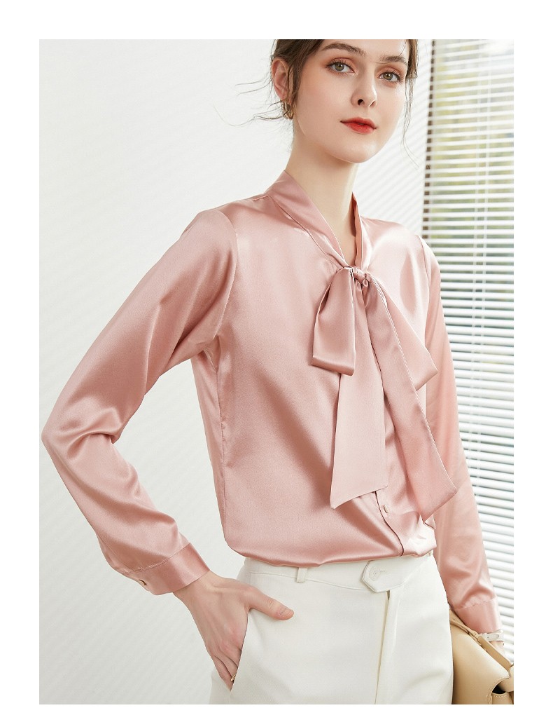 苏若兰飘带娃娃领丝质衬衣女春夏新款女士缎面衬衫柔软光滑高级感透气