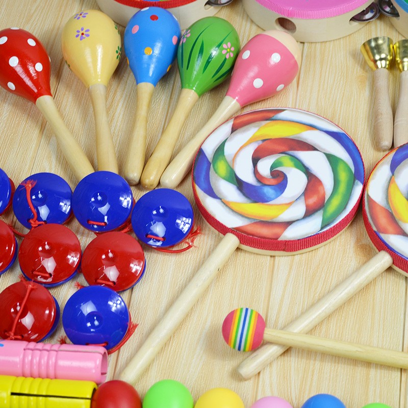 奥尔夫打击乐器幼儿园早教启蒙音乐教具玩具鼓摇铃鼓沙锤个月猫头鹰