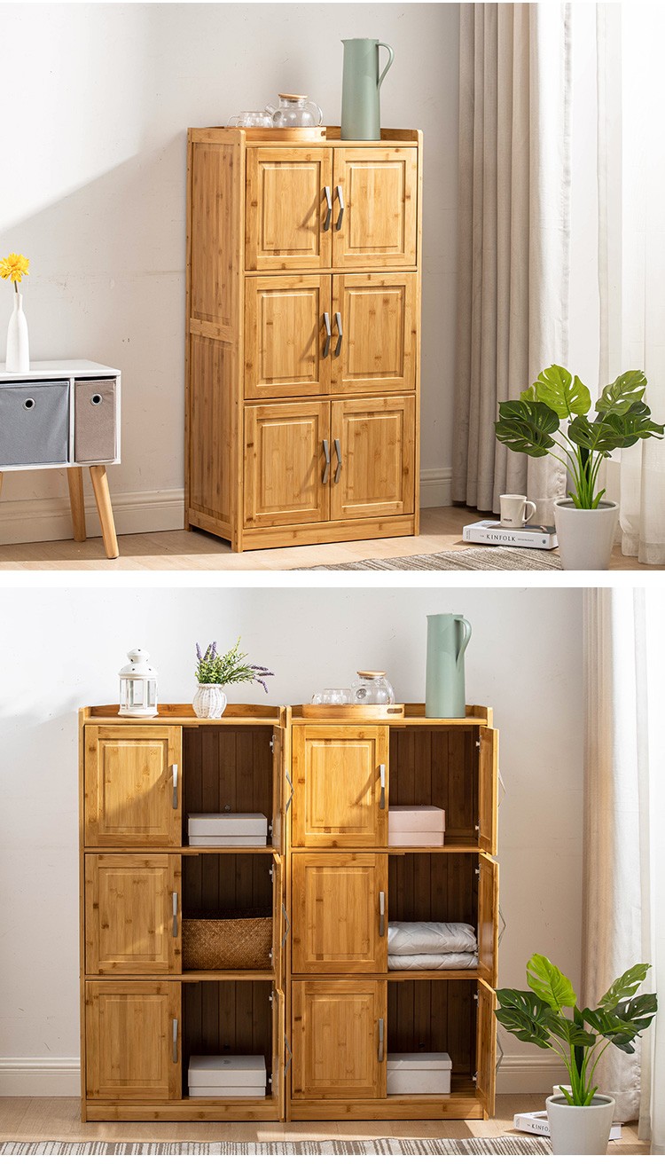 竹千变楠竹储物收纳柜竹餐边柜办公室文件柜书柜家用杂物收纳小柜子