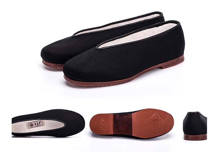 老美华手工制作传统老北京手工牛皮底圆口布鞋秋款舒适一脚蹬中老年