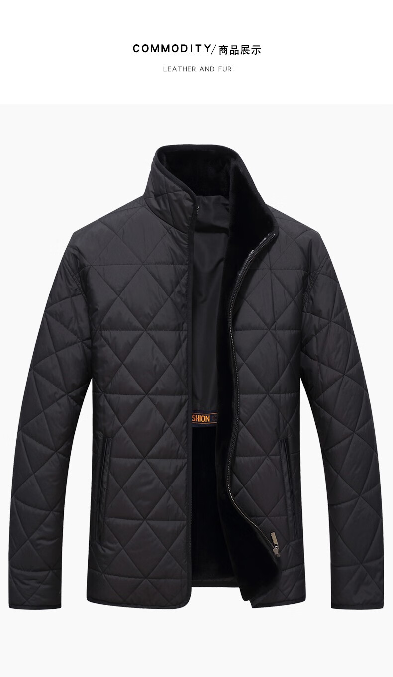 水貂可脱卸整貂貂绒内胆短款立领皮草夹克尼克服冬季时尚外套加绒加厚