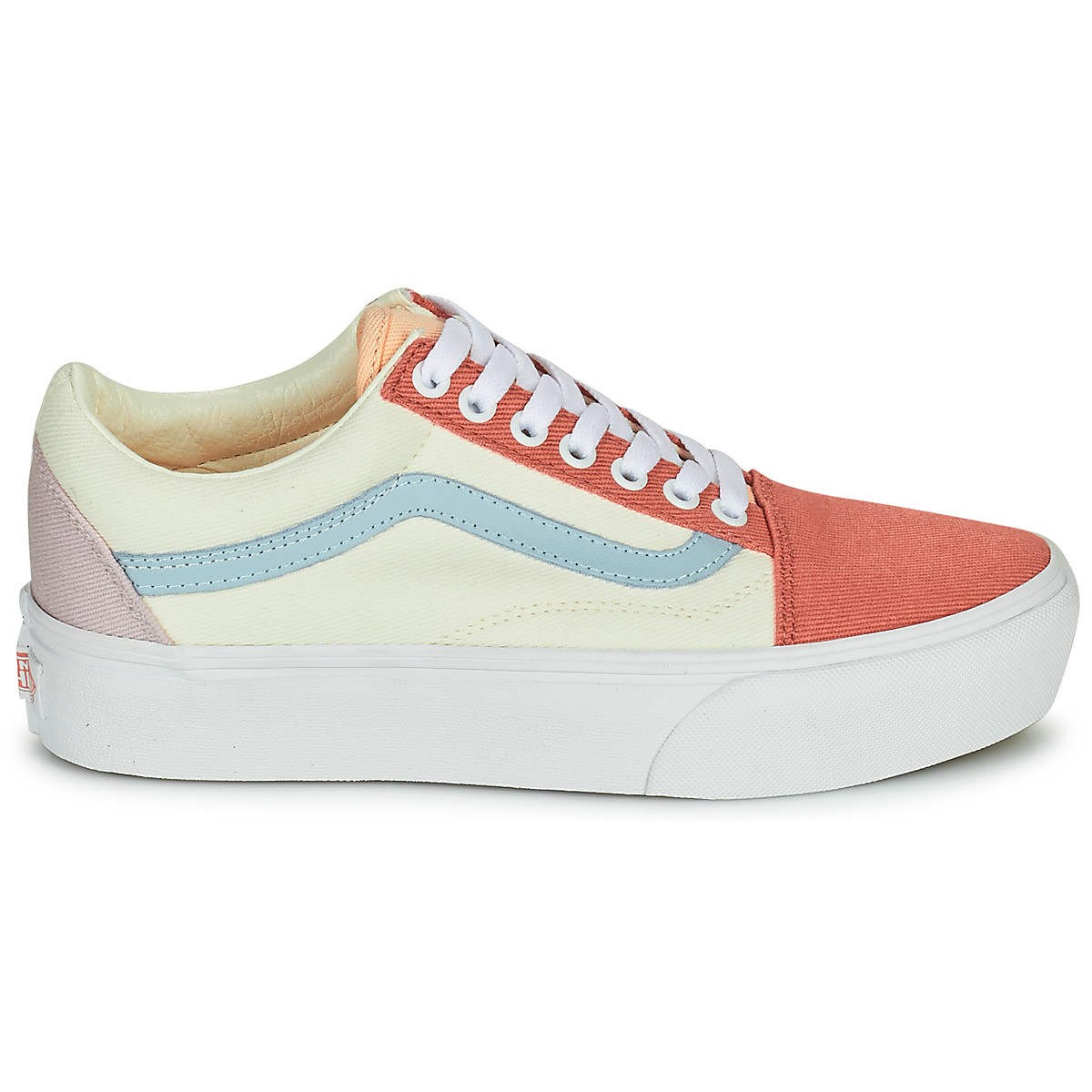 vans范斯女鞋运动板鞋2022新品时尚潮流百搭厚底圆头系带拼接款帆布