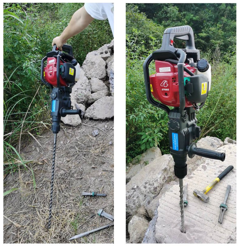 明卓四冲程汽油钻孔机小型58汽油镐挖岩蜜冲击钻开山凿岩机破碎汽油钻