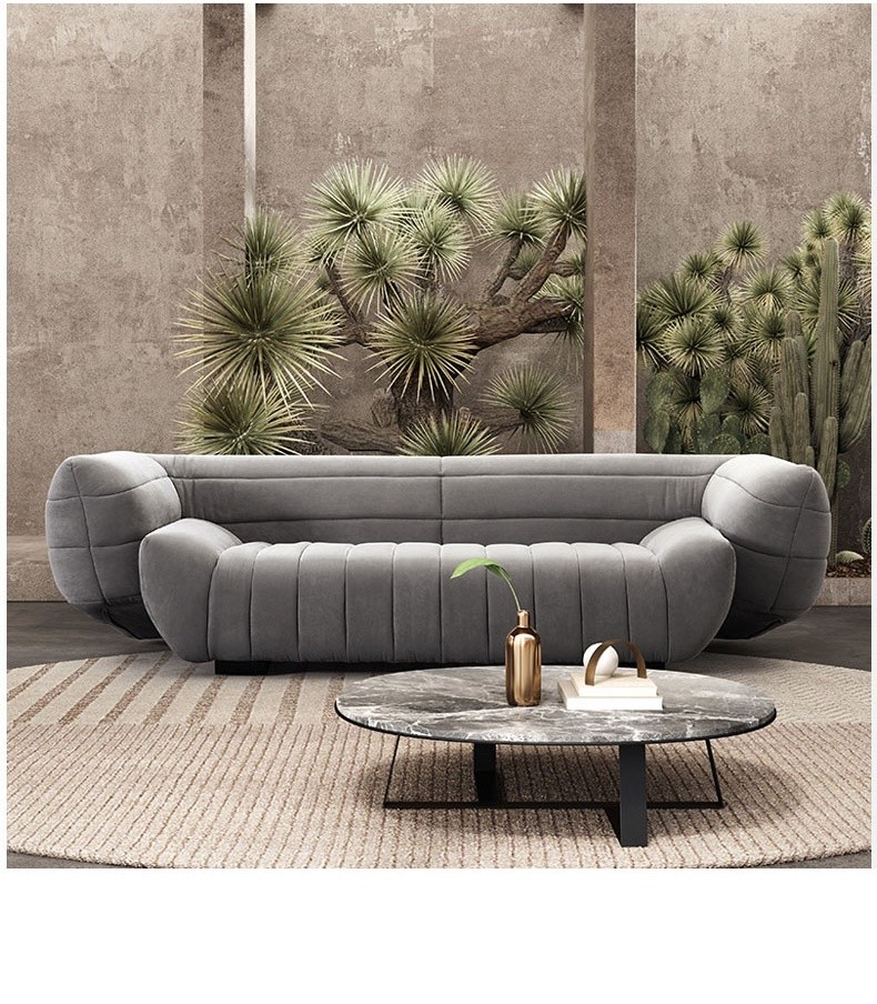 欧洛曼帝意式轻奢baxter香蕉沙发三人免洗科技绒布艺沙发设计师网红款