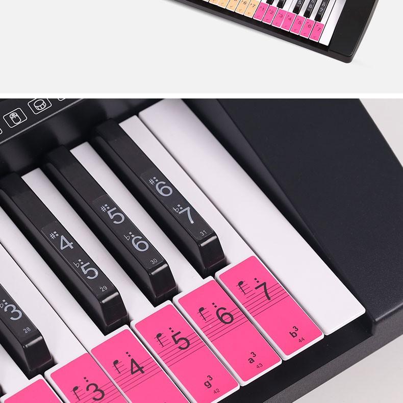 美妙斯钢琴886154键盘彩色音标贴自学初学者琴键贴纸电子琴音准位置贴
