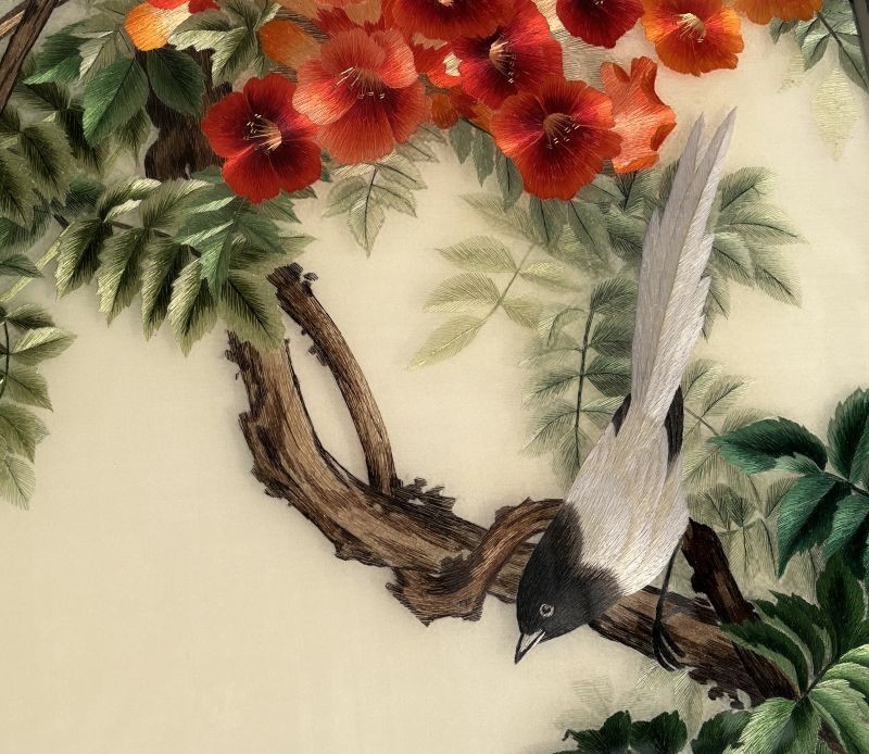 汉宫苏绣成品挂画精品4丝花鸟纯手工刺绣画新中式客厅餐厅玄关过道