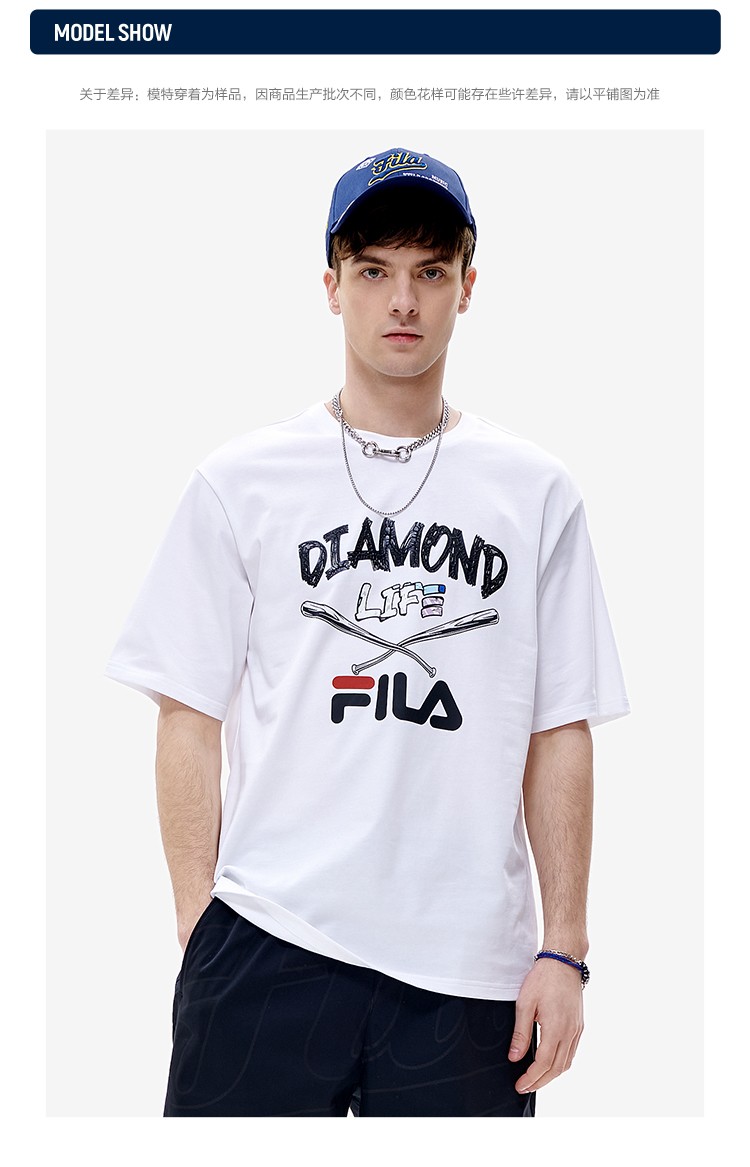 filafusion斐乐潮牌男子针织短袖t恤2022夏季新款运动潮流宽松圆领