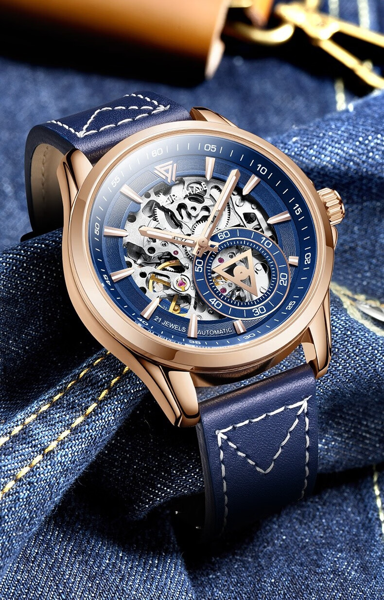 马克华菲fairwhale手表男士全自动机械表男表双面镂空夜光防水男士