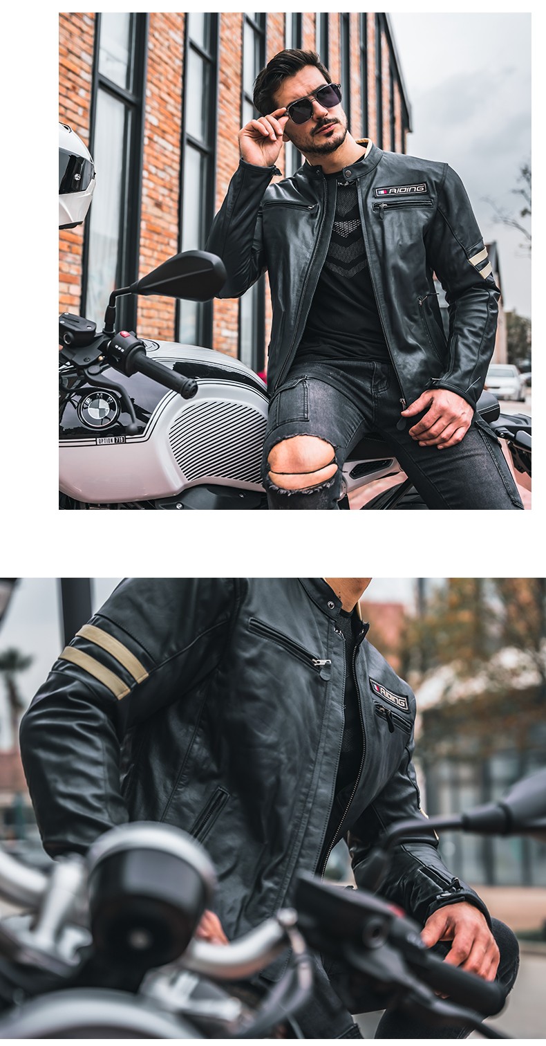 sbk复古机车皮衣摩托车骑行服休闲防摔机车服夹克男女四季防风保暖