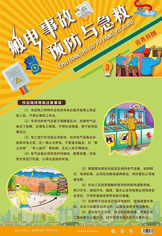 触电事故预防与急救宣教展板6张