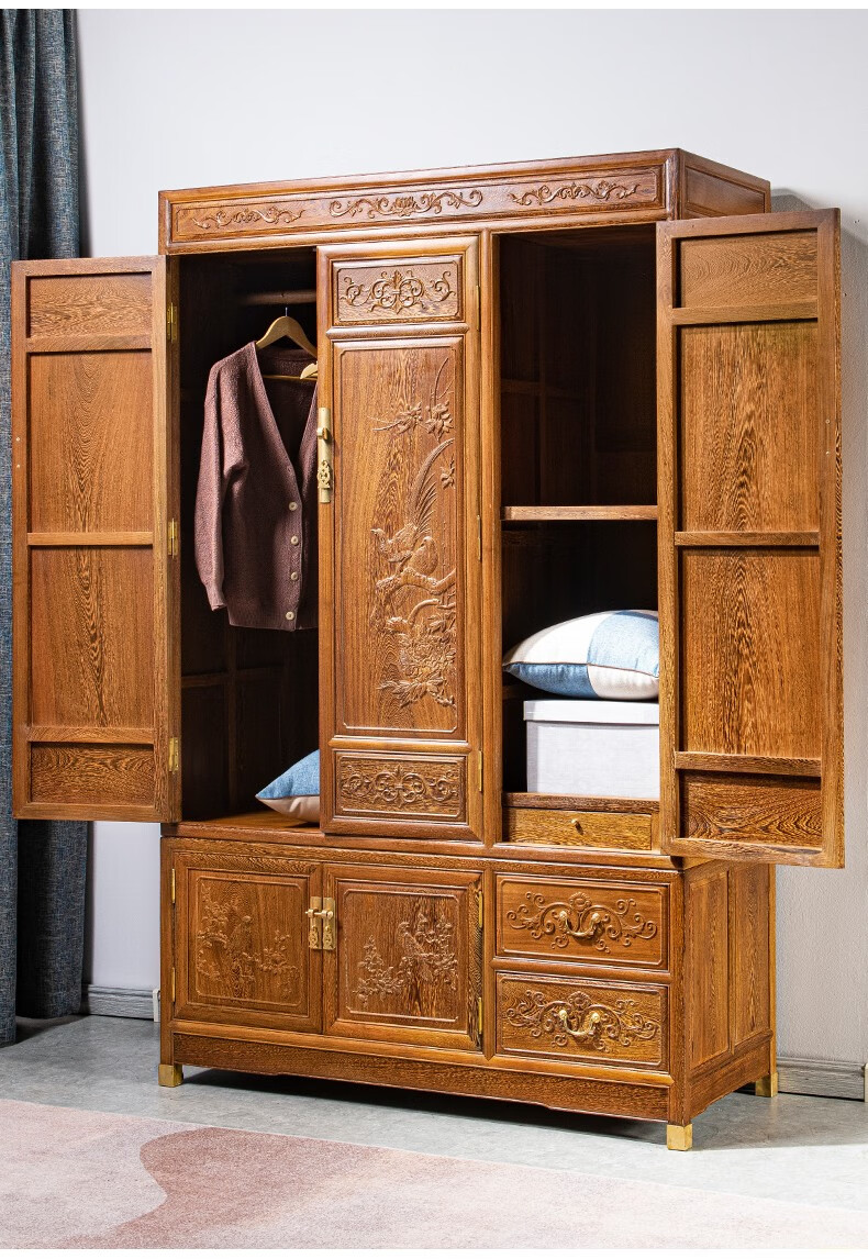 寻古红木家具非洲鸡翅木(学名:非洲崖豆木)衣柜实木中式衣帽间大储物