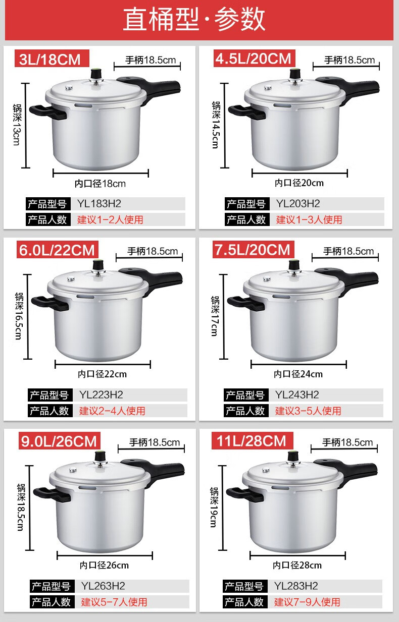 苏泊尔supor高压锅家用压力锅燃气通用铝合金高压锅煤气灶防爆小压力