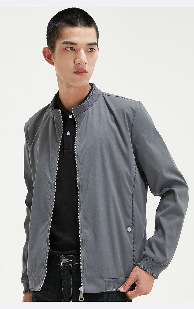 edenbo爱登堡男装秋冬季新款男士潮流时尚休闲运动夹克开衫外套灰色