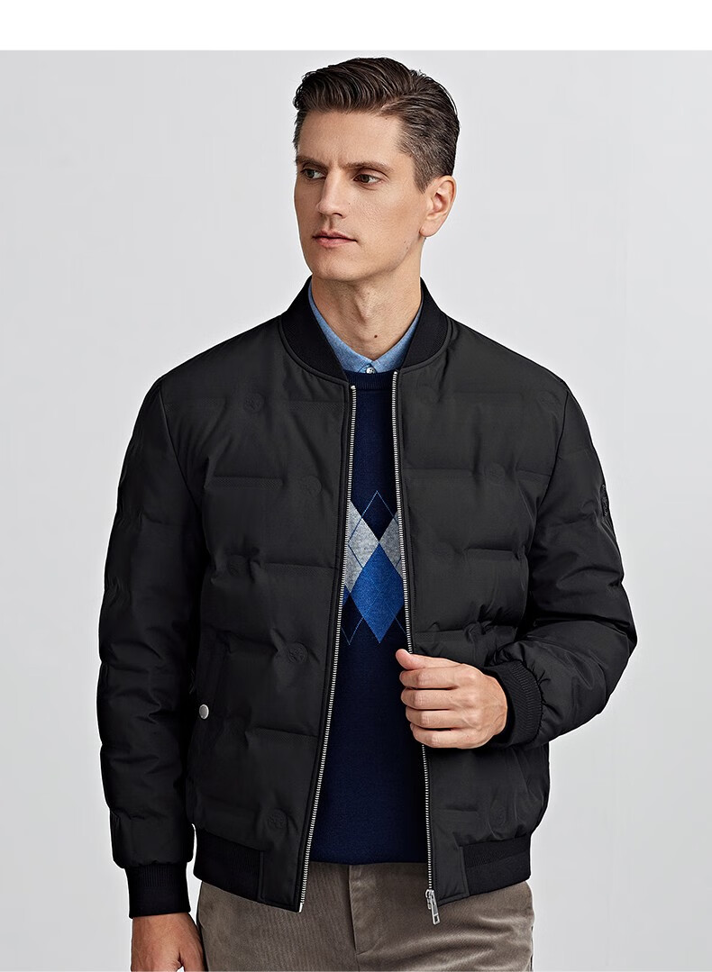 七匹狼羽绒服男短款三防鹅绒立领夹克外套男装冬季极寒保暖防跑绒风