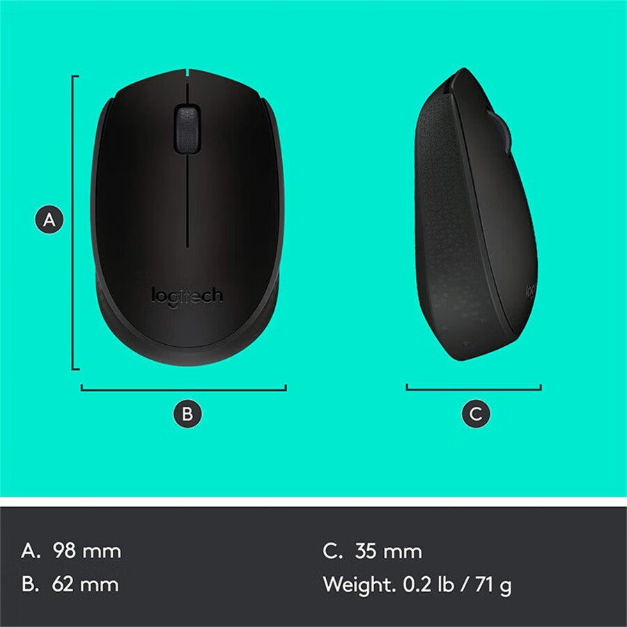 罗技(logitech)m170无线鼠标光学跟踪 左右手对称办公鼠标兼容win,mac