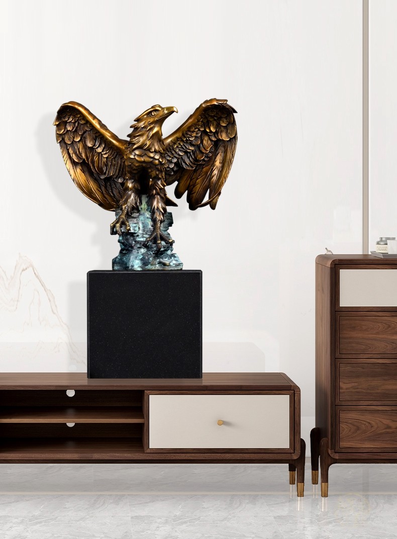 铜鹰摆件大展宏图客厅书房办公室装饰摆件乔迁开业礼品定制刻字 展翅