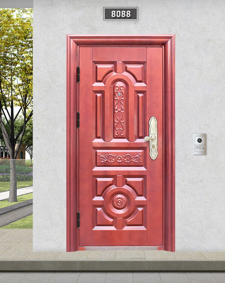 带气窗防盗门钢质门通风窗安全单门仿铜防晒室外庭院门进户车库门