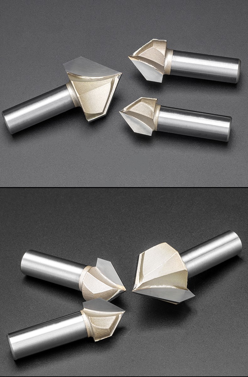 沪豪90度v型刀木工铣刀修边机刀头铝塑板开槽集成墙面折边圆底刀 v型