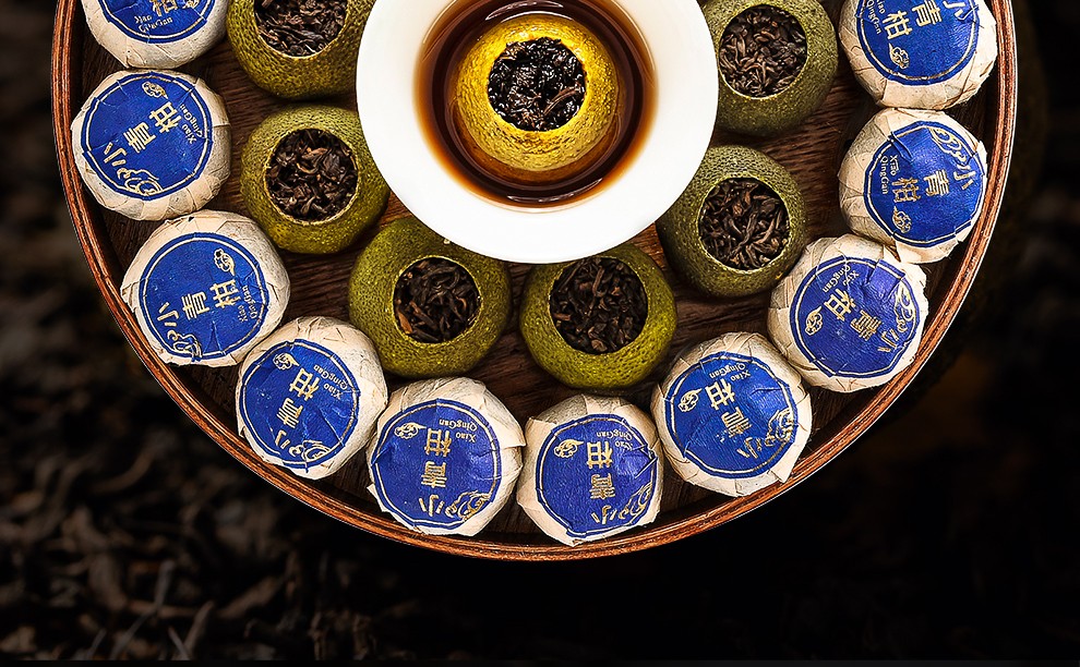 雄茗茶业正宗新会小青柑普洱茶茶叶生晒小青柑陈皮小青桔云南宫廷普洱