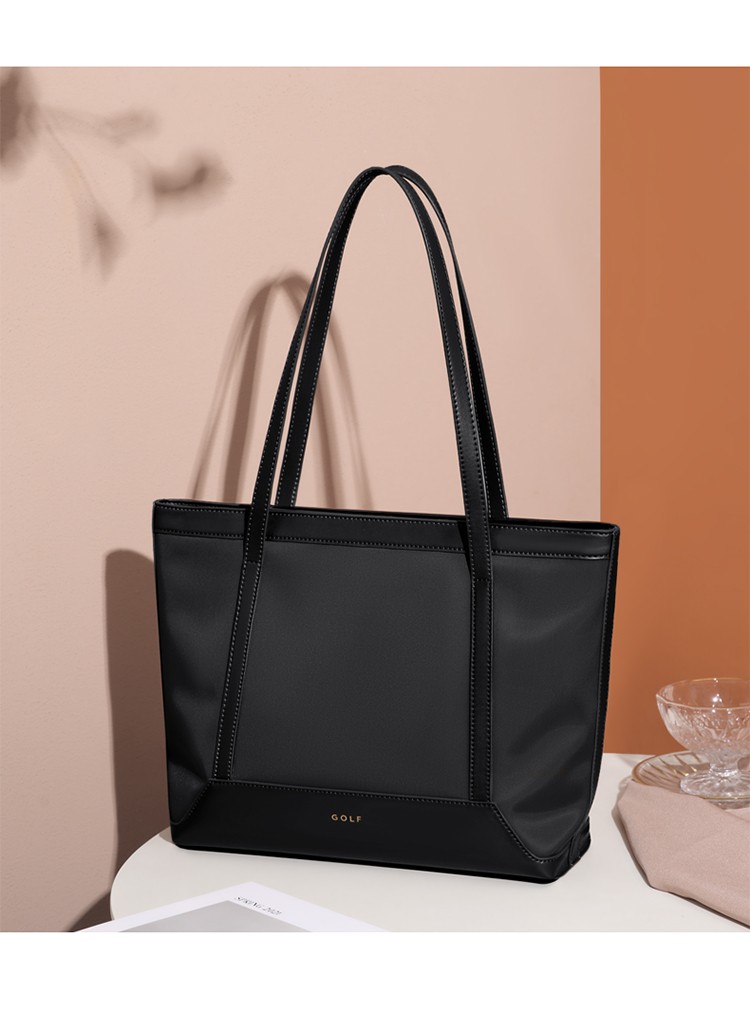 高尔夫golf单肩包女大容量手提包时尚撞色托特包休闲通勤女士挎包摩卡