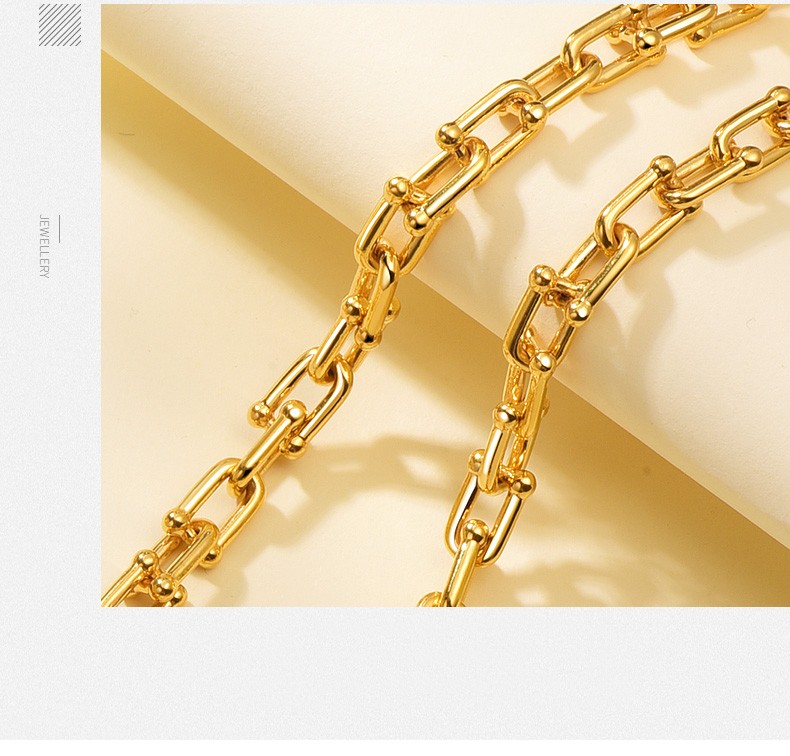 龙传珠宝 黄金马蹄链女足金999马蹄项链5g锁骨链黄金项链女马蹄扣送