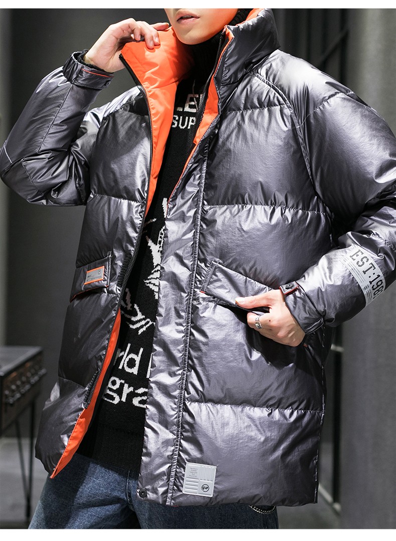 北极绒羽绒服男2021冬季新品立领中长款保暖外套男休闲冬装黑色m