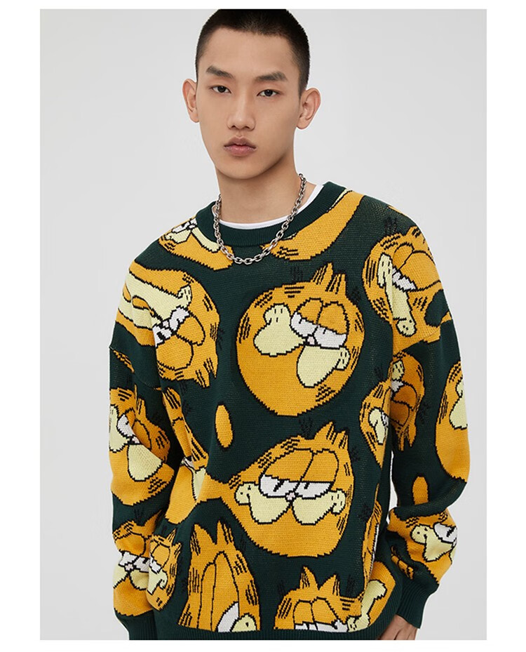 【男女同款】fun毛衣系列加菲猫联名套头毛衣卡通联名休闲毛衣 fgy