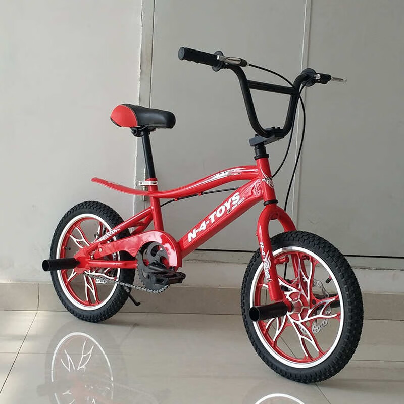 16寸双碟刹小轮车表演车bmx技巧车花式特技车bmx小轮车 明黄色【图片