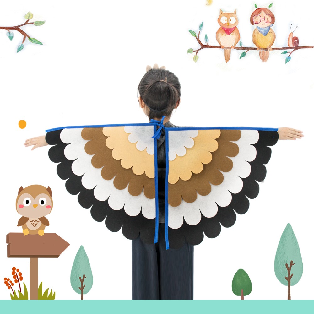 漫翔儿童猫头鹰演出装扮道具走秀表演服装六一节黄鹂翅膀小鸟孔雀披风