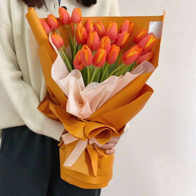 520礼物鲜花同城配送10朵粉色郁金香花束生日礼物纪念日高端鲜花送