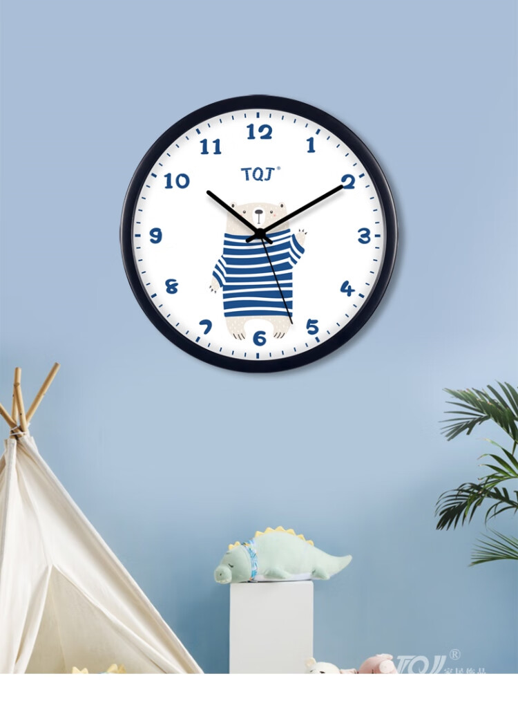 屯奇居tqj儿童房时钟静音壁挂钟客厅卡通挂墙表石英钟卧室家用时尚