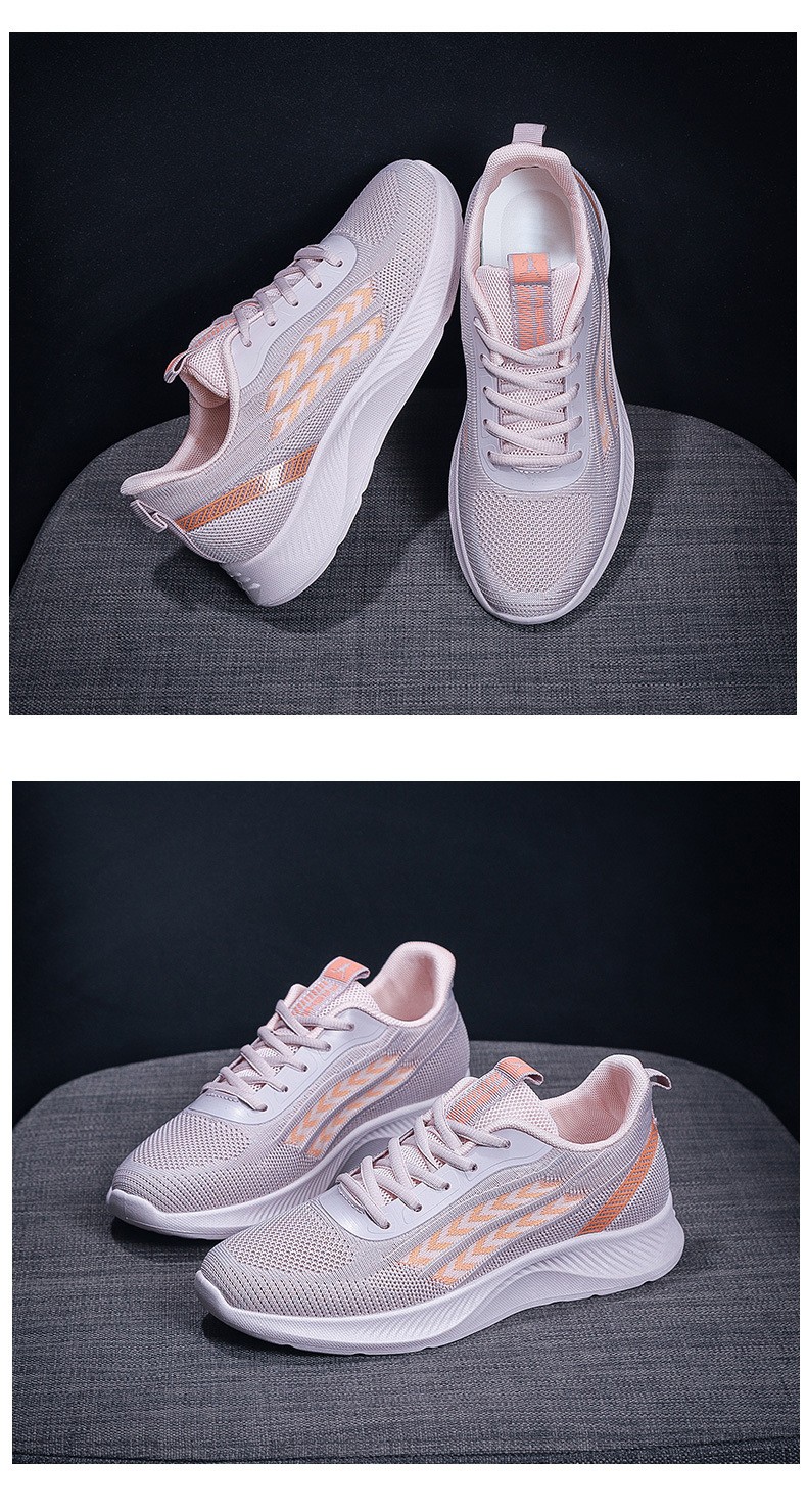 hangten欢腾女鞋春夏新款网面轻便跑步鞋女士百搭飞织透气休闲鞋白色