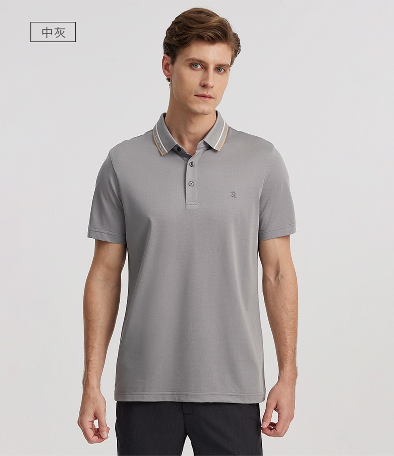 montagut梦特娇2022新款商务休闲纯色优雅春夏透气polo短袖黑色48