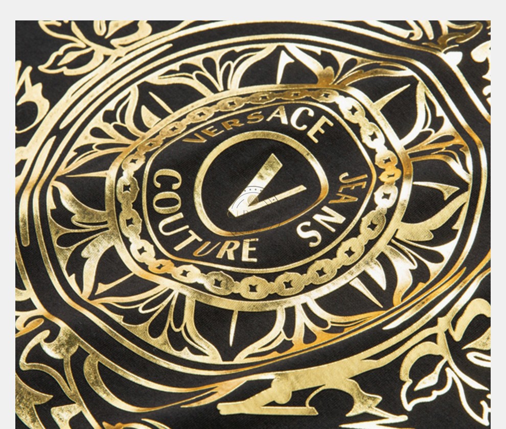 预售versace范思哲男装t恤男士黑色经典印花图案圆领休闲短袖预计三到