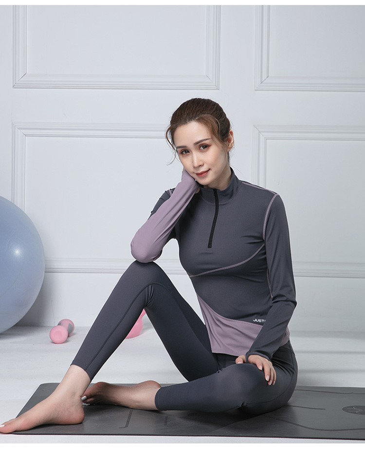 斯泊恩网红瑜伽服上衣女士秋冬季健身服长袖运动套装高领跑步服拉链