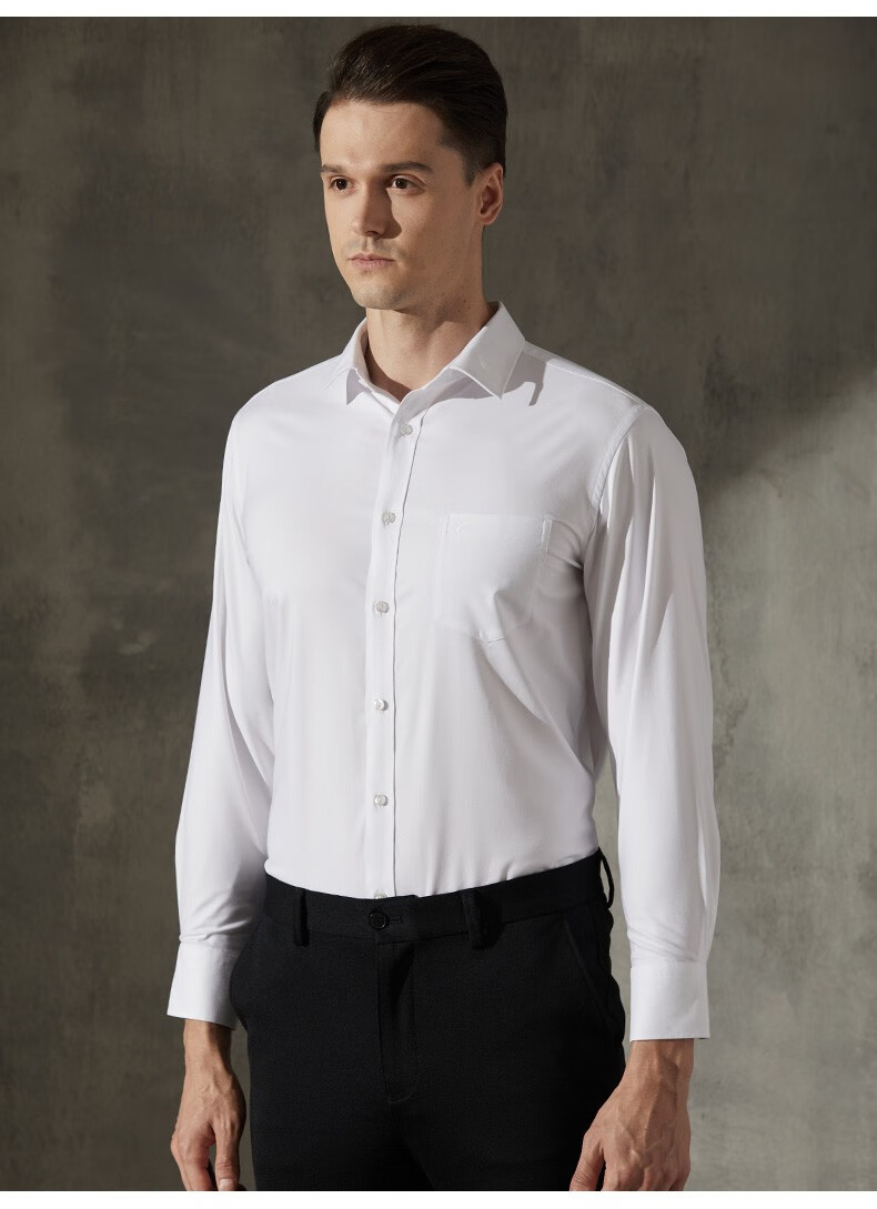 光滑柔软吸湿耐汗 男士长袖西服衬衣 深蓝色 #41【图片 价格 品牌