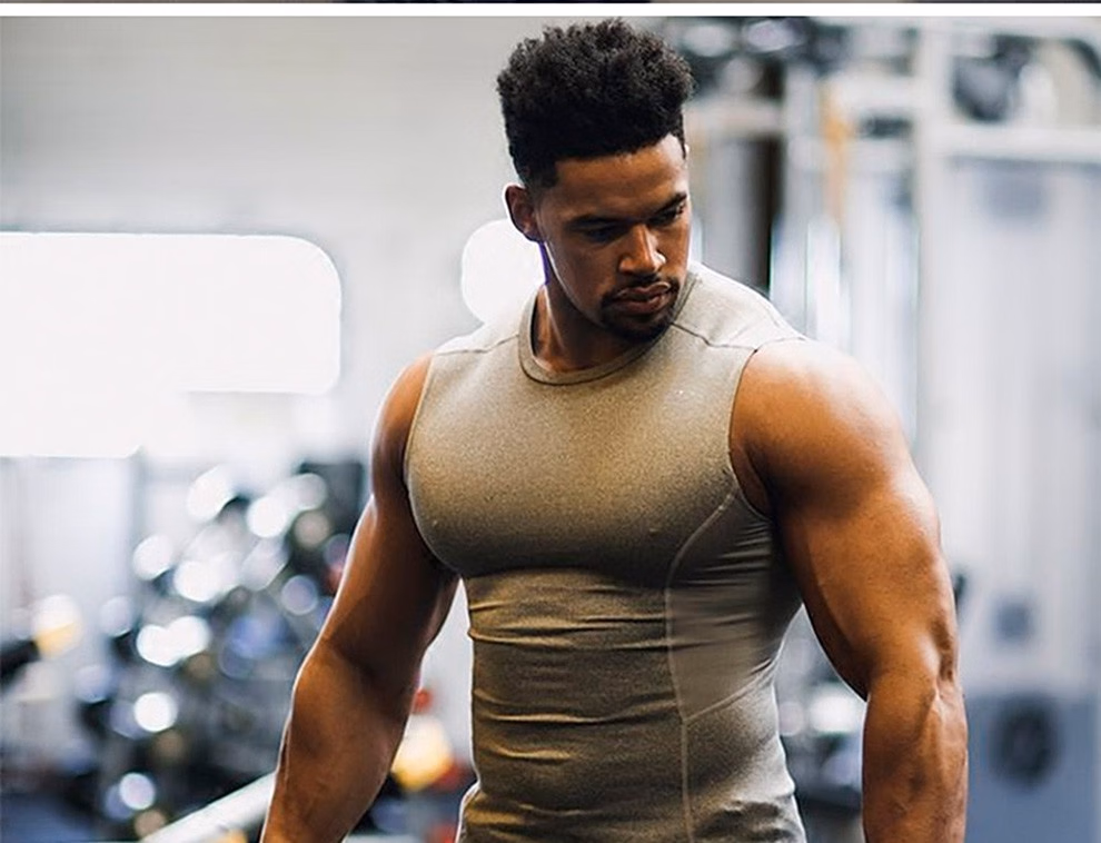 Muscle Fitness Brothers Summer Sleeveless Sports Vest, Men's Quick Dry Running Training Elastic Breathable Tights_viptrois.com