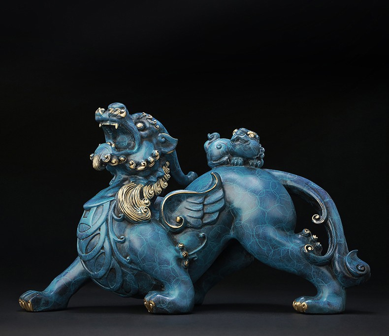 皇家玺苑铜貔貅摆件飞天貔貅纯铜家居客厅玄关摆件公司开业礼品乔迁