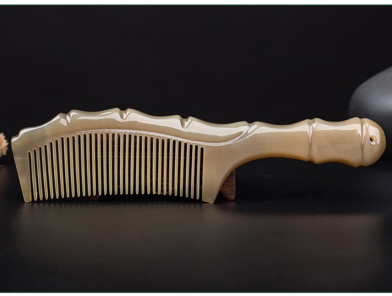 至品诚天然白水牛角梳子女定制刻字按摩梳男士防静电家用大号牦牛角细