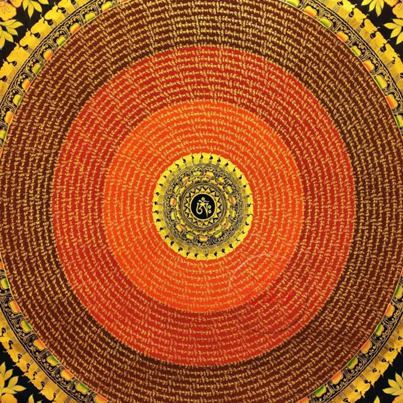 巴洛伊唐卡装饰画曼陀罗坛城西藏咒轮唐卡挂画客厅招财入门玄关壁画