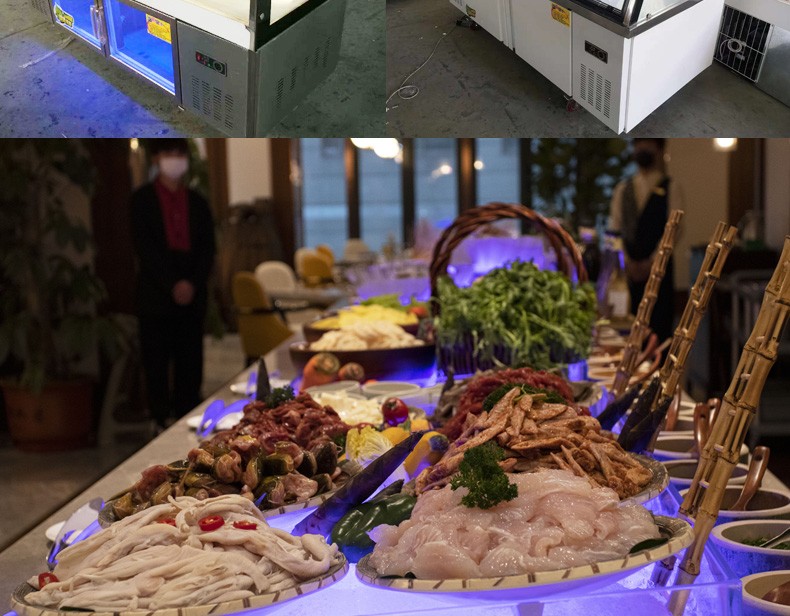 钦樽海鲜冰台不锈钢冰槽冰盘商用超市自助餐火锅冷藏冷冻保鲜展示柜