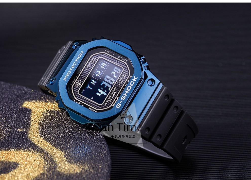 卡西欧35周年金属小方块银砖金砖小方表蓝牙电波款光动能手表gmwb5000