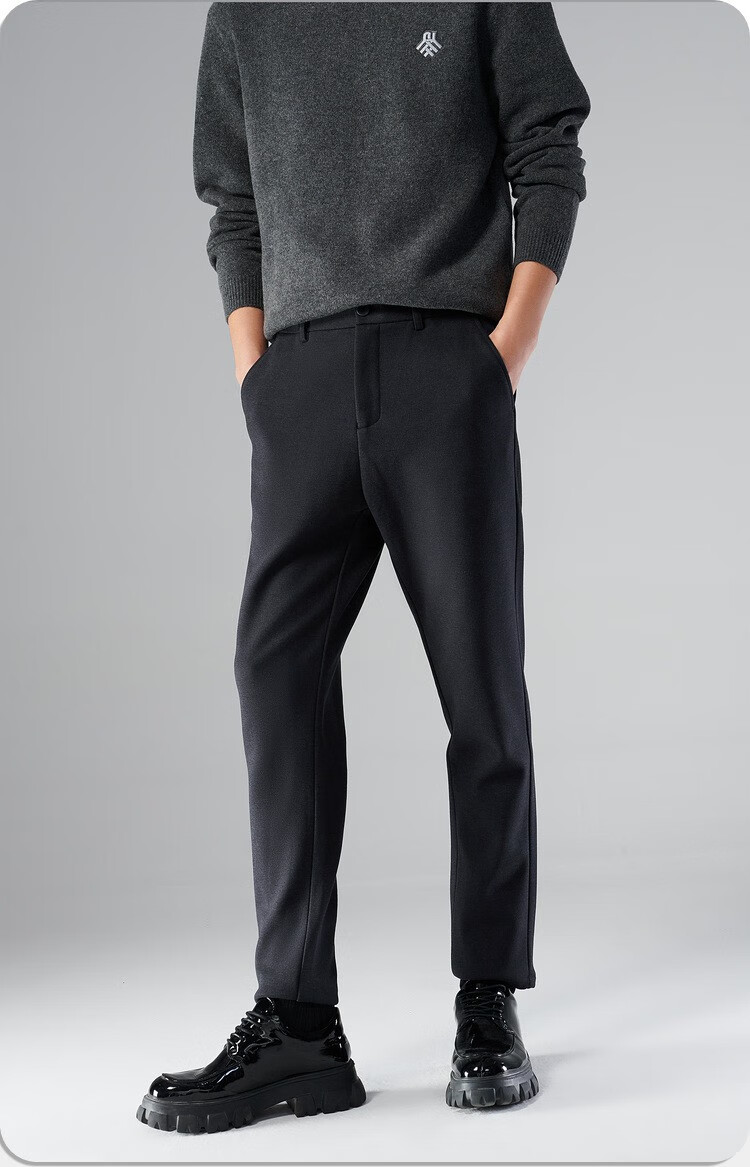 hla海澜之家休闲裤男22冬季直筒裤绒感内里商务弹力舒适裤子男 hkcad