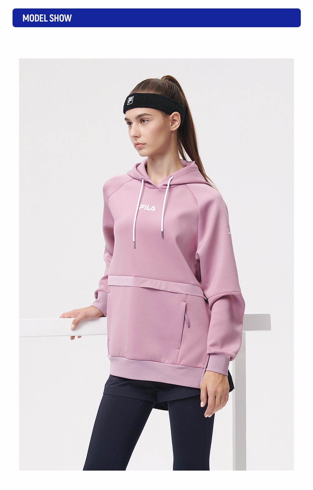 filaathletics斐乐女子卫衣年冬季新款运动连帽套头衫藕粉紫vt17088al
