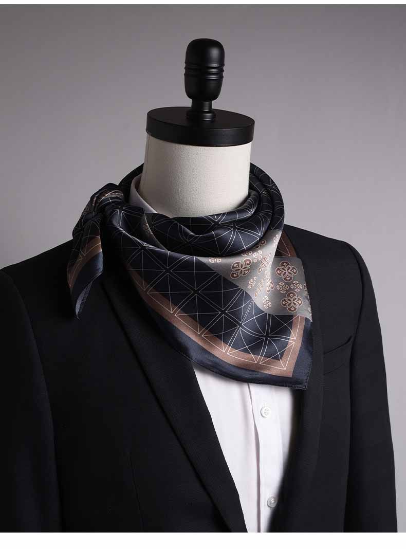 宸思梦品牌轻奢真丝桑蚕丝高档丝巾男2022春季新款洋气时尚西装领巾