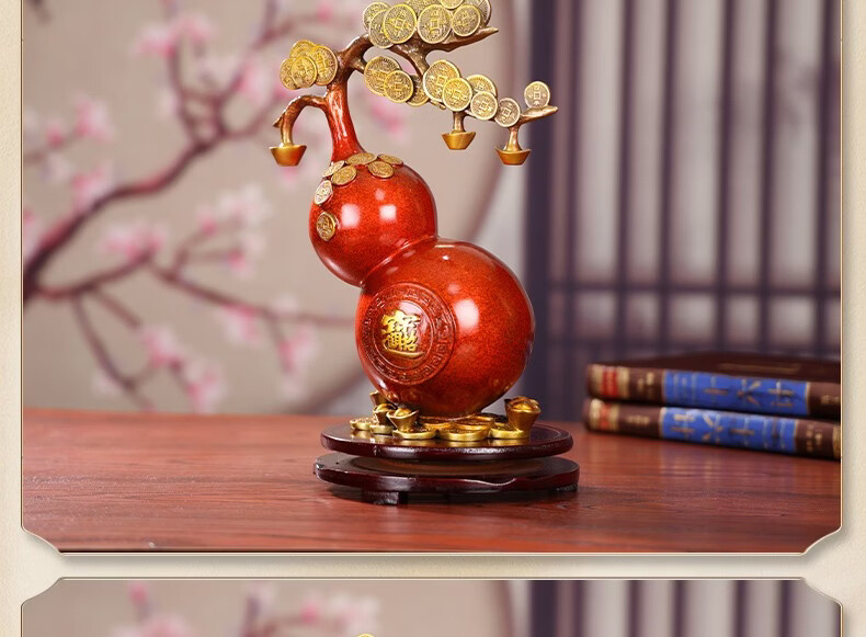千禄隆纯铜葫芦摆件工艺客厅摇钱树葫芦办公室家居酒柜装饰乔迁礼品