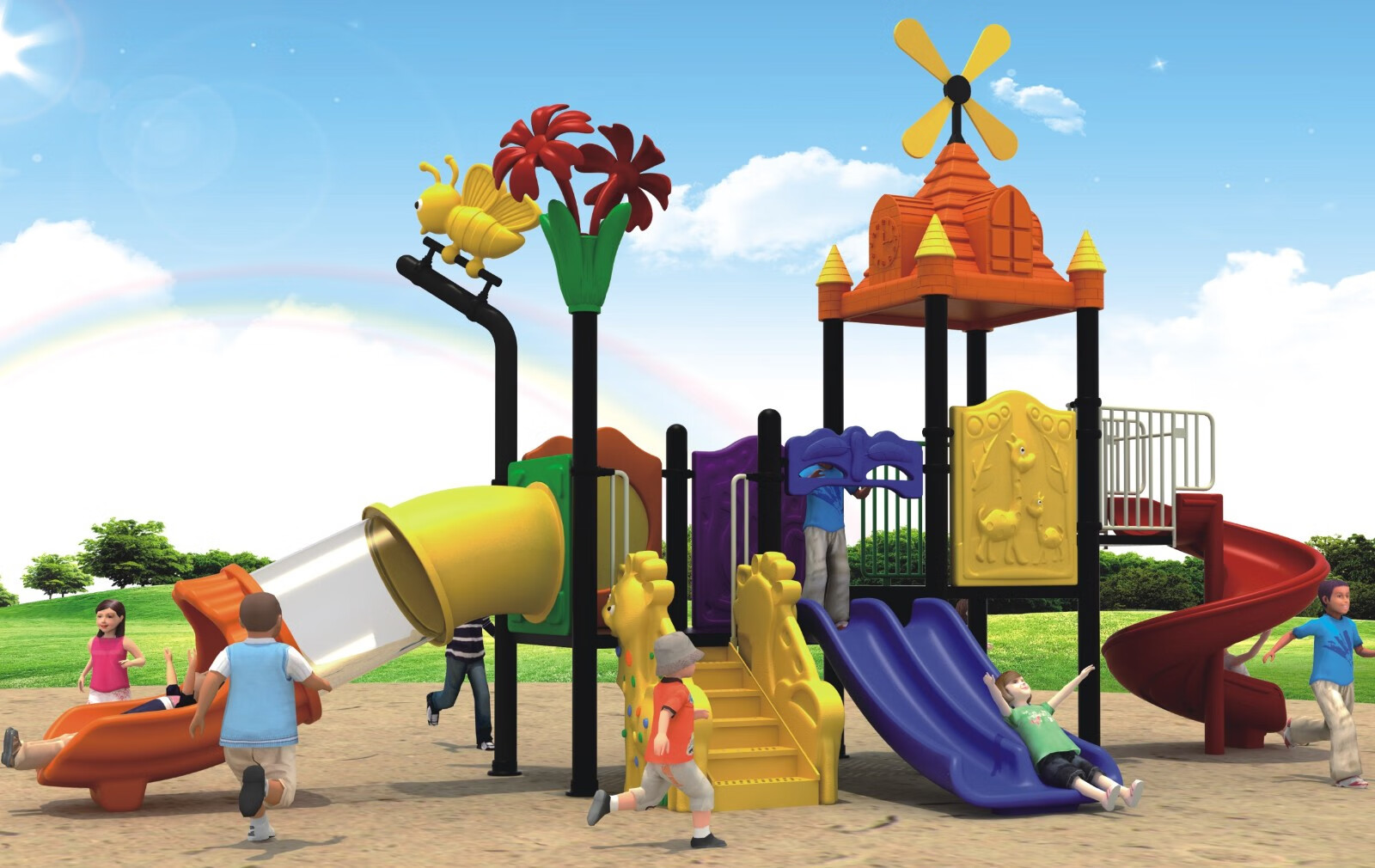 幼儿园户外大型滑梯秋千组合玩具小区室外儿童游乐设施设备家用76管