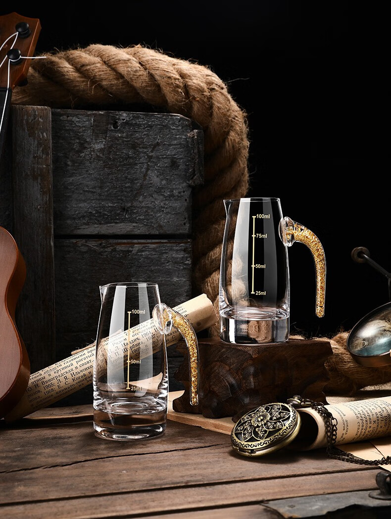 轻奢高档金箔白酒杯礼盒套装高端家用分酒器高级水晶酒具 金樽白酒杯8