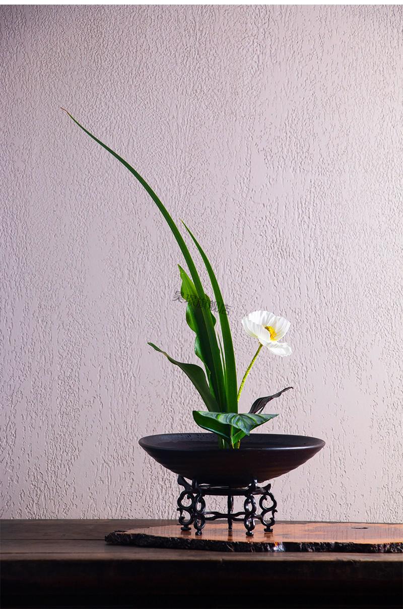 插花底座禅意小原流中式器皿花盘花盆花器套装花道花艺小底座工具陶瓷