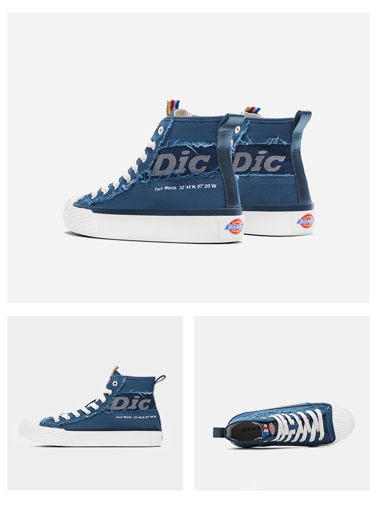 dickies高帮帆布鞋男新款帆布鞋男百搭运动休闲鞋潮流学生板鞋藏蓝39
